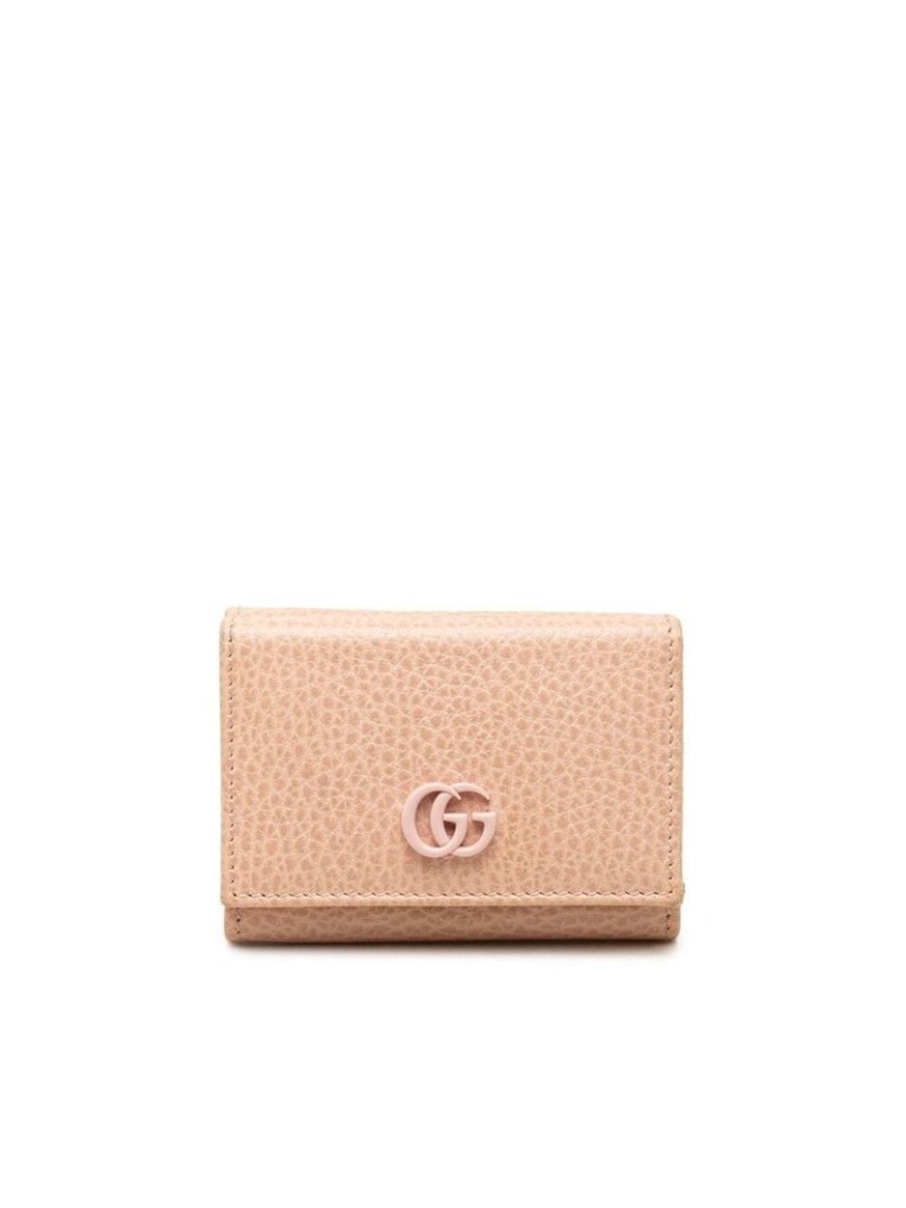 Gucci GG Marmont Double G Trifold Wallet Compact Pink Leather